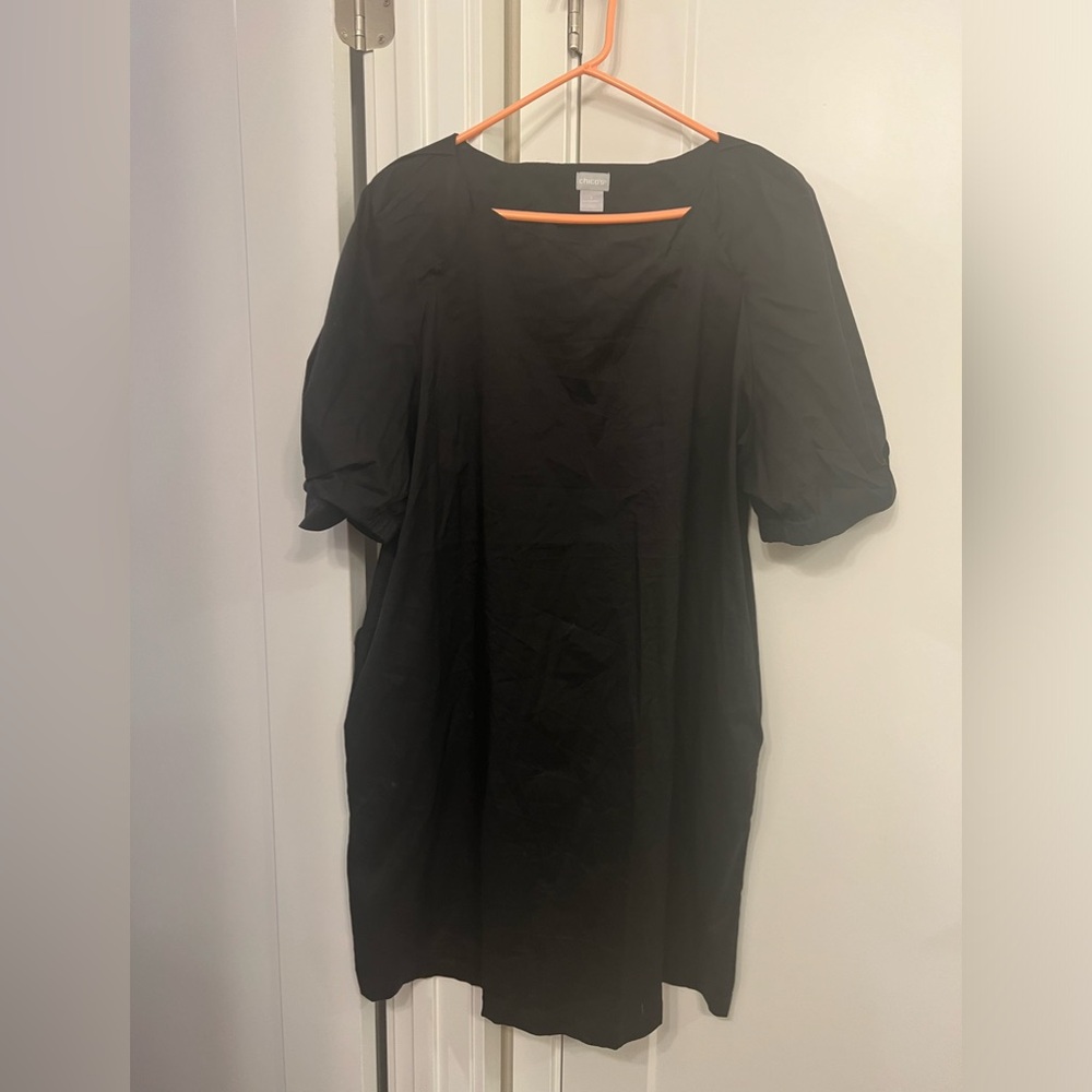 Pleated Volume Sleeve Short Dress